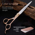 Fenice Peak 7.5'' Dog Straight Scissors for Grooming, 440C Stainless Steel Rose Gold Professional Pet Trimming
