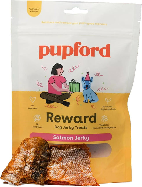 Pupford Salmon Jerky Treats for Dogs, 4 oz - Made in USA, 100% Real Meat, No Fillers, Tasty Snacks for All Ages