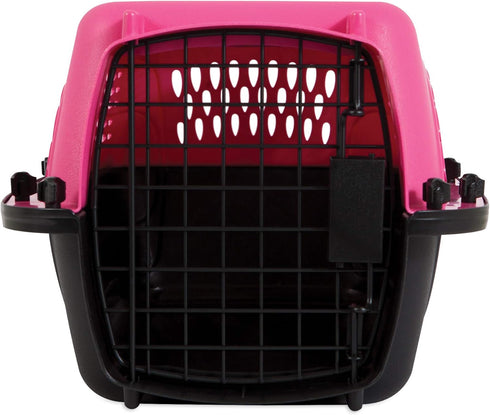 Petmate Two Door Pet Kennel, Pink/Black, 19" Long, for Pets up to 15 Pounds, Made in USA