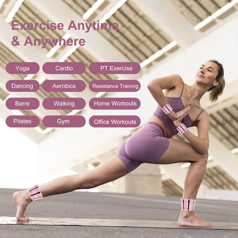 Pilates Wrist & Ankle Weights for Women, Adjustable Set of 2 (1Lbs Each) for Walking, Yoga, Dance
