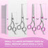 Maxshop Dog Grooming Scissors with Safety Round Tips, Heavy Duty Titanium Pet Grooming Trimmer Kit, Professional Thinning Shears, Curved Scissors with Comb for Dogs and Cats (Pink Set of 3) by Maxshop