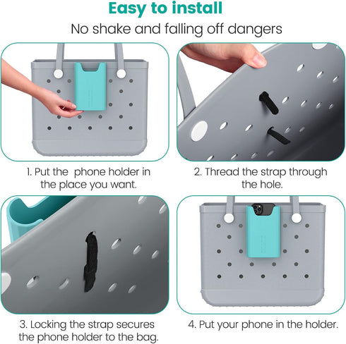 OUTXE Silicone Phone Holder for Bogg Bag, Compatible with All Bogg Bags, Cell Phone Holder for Beach Tote Bags