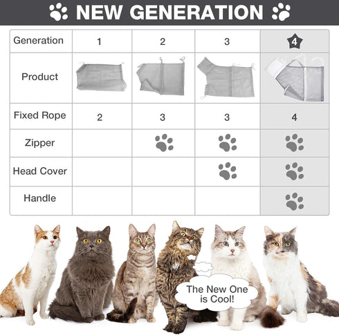 Cat Shower Net Bag, Adjustable Grooming Bathing Bag for Cats, Prevent Biting and Scratching (Grey)