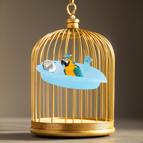 Pssopp Bird Bathtub, Hanging Bird Bath Cube Cute Pet Bird Bathing Box Bird Shower Bathtub Accessories with Mirror pet