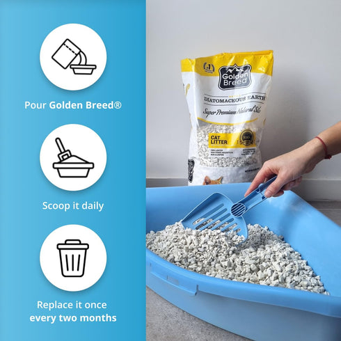 8.8 lb Golden Breed - Baby Powder Scented, Natural, Lightweight, Diatomaceous Earth, Non-Clumping, Superior Odor