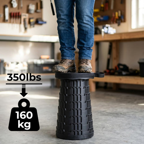 VIMALIFE 350lbs Upgraded Collapsible Folding Stool, Heavy Duty Capacity, Adjustable Height Collapsible Stool