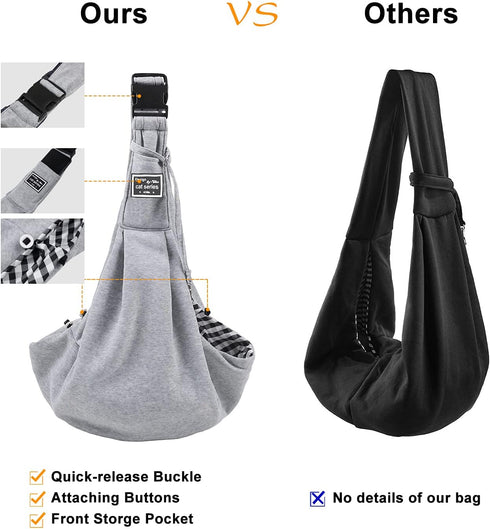 Surblue Dog Sling Carrier Bag with Reversible Belts | Safe Comfortable Adjustable Crossbody Tote for Small Pets (Buckle