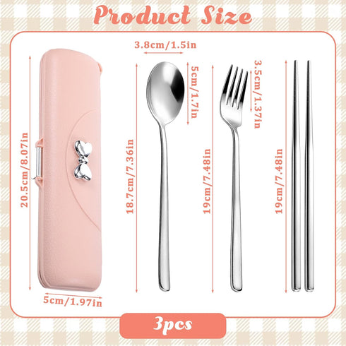 Twisina Set Set Sets Sets Portable Utensils with Case, Stainless Steel Travel Silverware Lunch Utensils for Work