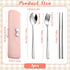 Twisina Set Set Sets Sets Portable Utensils with Case, Stainless Steel Travel Silverware Lunch Utensils for Work