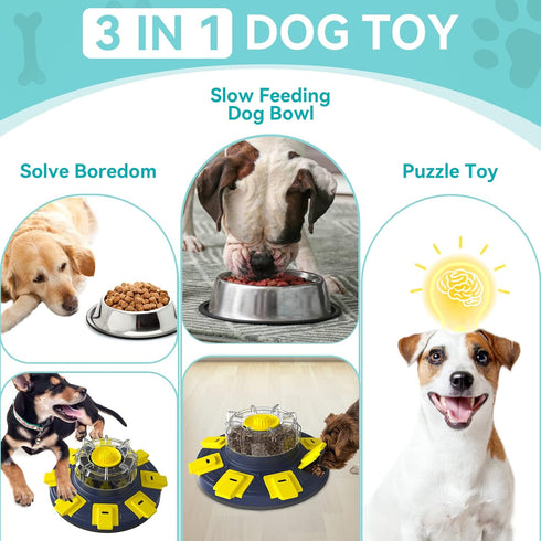 Dog Treat Puzzle Feeder Toys, Dog Food Treat Dispenser/Slow Feeder/Interactive Enrichment Toys for Large/Medium/Small dogs, Puppy Boredom Buster and Mentally Stimulating, Level 2 in 1