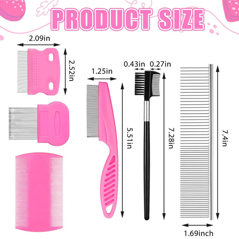 Gsbnjuy 6 Pcs Pets Grooming Comb Kit for Small Dogs Tear Stain Remover Comb Dog Face Combs for Eye Cleaning Gentle