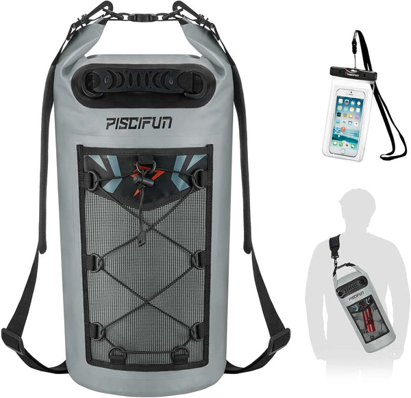 Piscifun Waterproof Floating Backpack 5L/10L/20L/30L/40L with Waterproof Phone Case for Boating & Fishing