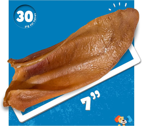 Jack&Pup Pig Ears for Dogs (30 Pack) - Extra Thick Half Pigs Ears, Premium Healthy Pork Chews