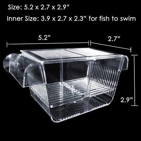 capetsma Acrylic Fish Breeding Box with Suction Cups, Isolation Hatchery Incubator for Baby Fishes, Small Size (S)