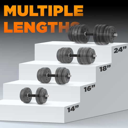 Yes4All Pair of Threaded Dumbbell Handles, Chrome/Rubber Grip, Fit 1” Plates, 14/16/18/24 inch