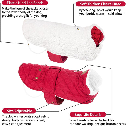 KYEESE Dog Coat, Soft Pet Sweater for Cold Weather, Waterproof Winter Jacket with Leash Hole for Small Dogs