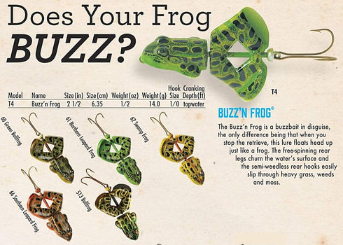 Rebel Lures Buzz'N Frog Topwater Fishing Lure, 2 1/2 Inch, 1/2 Ounce