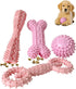 4 Pack Puppy Toys for 2-8 Months, Teething Chew Toys, Soft Rubber Bone, Funny Ball, Interactive Donut for Small Medium