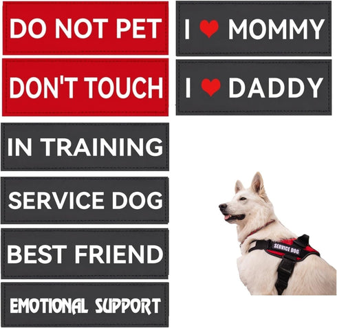8 Pcs Service Dog Patch for Harness, Removable Velcro Patches for Dog Vest, Do Not Pet, Best Friend, Training, Support