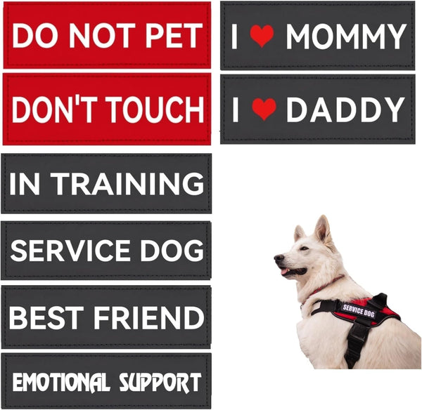 8 Pcs Service Dog Patch for Harness, Removable Velcro Patches for Dog Vest, Do Not Pet, Best Friend, Training, Support