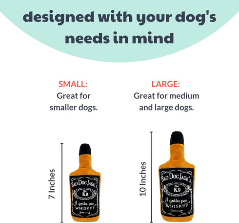 Huxley & Kent Bad Dog Jack's Whiskey Small Funny Dog Toy, Power Plush with Squeaker