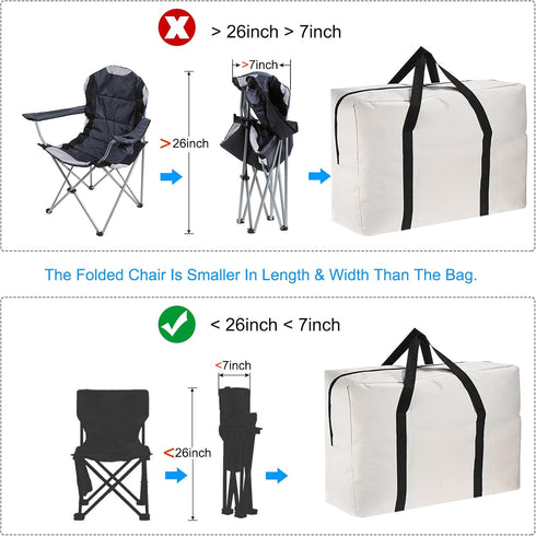 PATIKIL 26" Camp Chair Replacement Bag, Waterproof Oversize Storage Duffle Bag with Zipper for Travel Camping, White