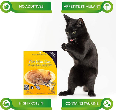 Cat-Man-Doo Extra Large Dried Bonito Flakes Treats for Dogs & Cats, 4oz Bag (2 Pack)