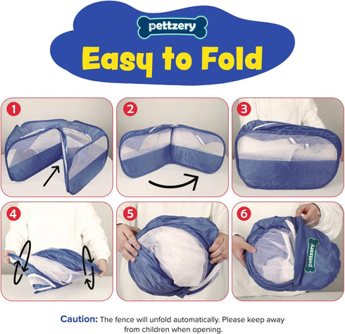 Pettzery (47"x23") Small Animal Playpen with Zippered Top, Portable Waterproof Pet Cage for Kitten, Bunny, Guinea Pig