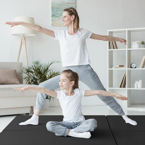 6'x 2' 2" Giantex Gymnastics Mat, Thick Folding Tumbling Mat with Hook and Loop Fastener, Foldable Gym Mat