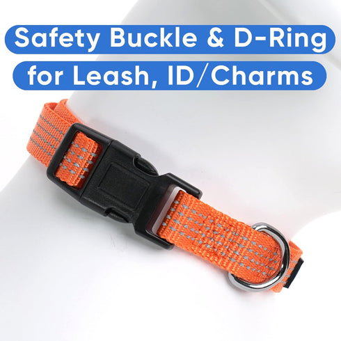 Pawtitas Reflective Dog Collar, Adjustable for Large Dogs, Orange Puppy Collar