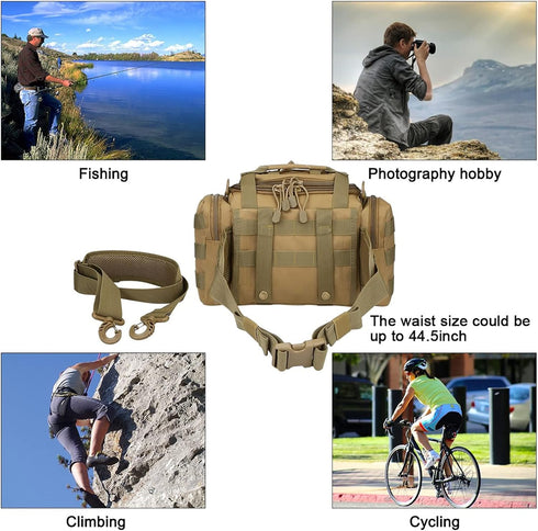 G4Free Sport Outdoor Waist Pack Tactical Sling Bag, Hiking Fanny Pack for Fishing Tackles