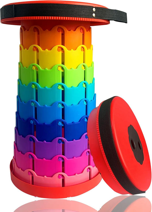 Jakuva Rainbow Travel Camping Stool, Retractable Portable Folding Stool,Collapsible Telescoping Stool with