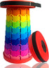 Jakuva Rainbow Travel Camping Stool, Retractable Portable Folding Stool,Collapsible Telescoping Stool with
