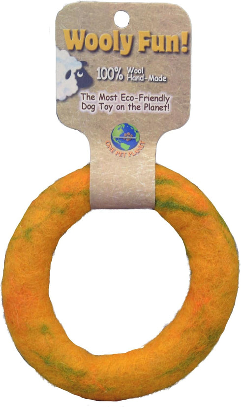 One Pet Planet Wool Dog Toy, 5-Inch, Yellow