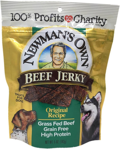 Newman's Own Beef Jerky Treats for Dogs, Bundle of 2 Flavors, 5oz each, Original and Beef & Sweet Potato