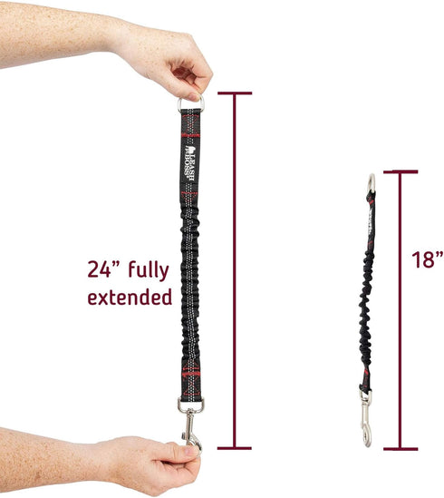 Leashboss Pattern Bungee Dog Leash Extension, 18" Shock Absorbing Lead Extender, Pattern Collection (Black Reflective)