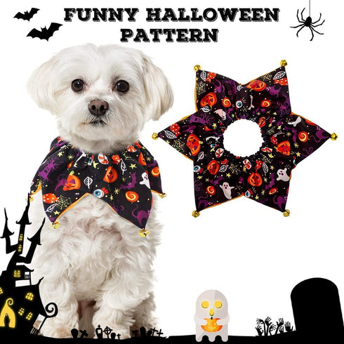 EXPAWLORER Dog Halloween Costumes - Collar with Bells and Wizard's Hat Set, Black