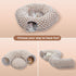 PEQULTI Cat Tunnel with Cat Bed for Indoor Cats, Cat Play Donut Tunnel with Washable Soft Plush Mat, Round Tunnel Toys
