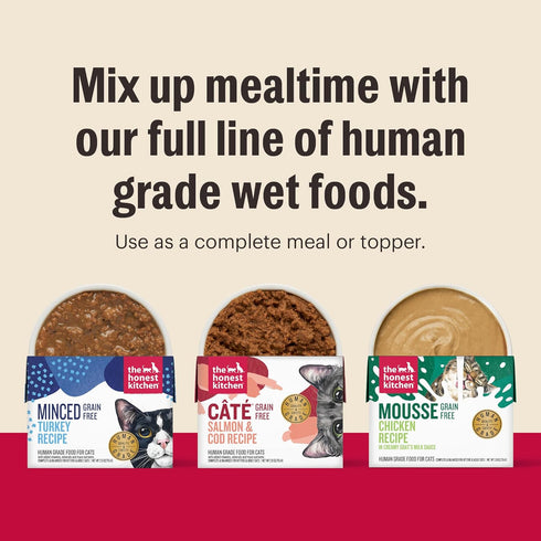 5.5 oz (Pack 12) The Honest Kitchen Human Grade Ct Grain Free Beef & Chicken Pt Wet Cat Food