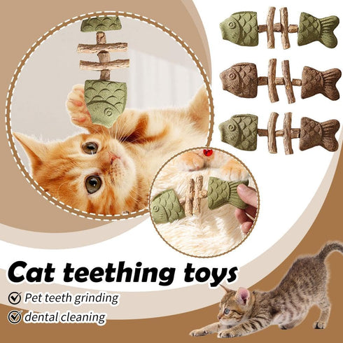 Generic 2026 New Creative Fish Bone Cat Toy,Purrident - Fix Your Cats Dental Health,Cat Chew Toys,Wooden Catnip Teeth