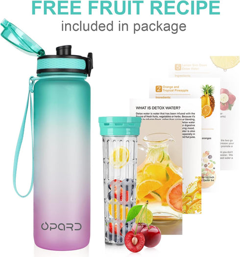 Opard 30oz/32oz Sports Water Bottle with BPA Free Tritan, Leak Proof Flip Top Lid, Reusable Plastic for Gym and Outdoor