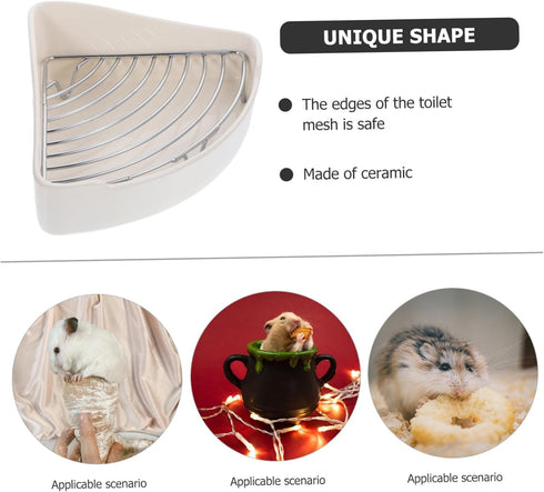 FUTUREORYY Chinchillas Ceramic Bunny Litter Box for Small Animals Triangle Potty Non-Slip Mat for Guinea Pigs Hamsters
