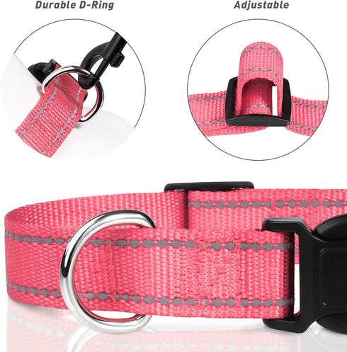 TagME Reflective Nylon Dog Collars, Adjustable Classic Dog Collar with Quick Release Buckle for Extra Small Dogs, 5/8"