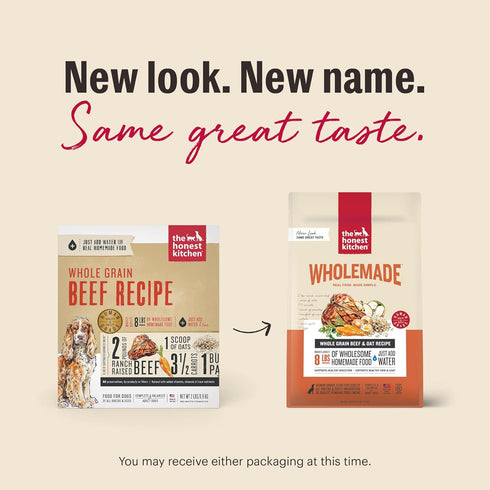 2 lb The Honest Kitchen Human Grade Wholemade Dehydrated Whole Grain Beef & Oat Dog Food, Bag