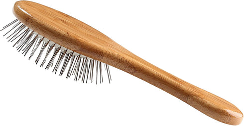 Style & Detangle Pet Brush - Alloy Pin with Pure Bamboo Handle, Medium Oval, Dark Finish, Model A9-DB