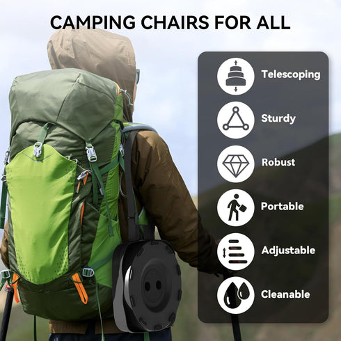 Guioiby 2025 485lbs, Upgraded Portable Folding Stool, Collapsible Stool, Telescoping Camping Stool with Max Load