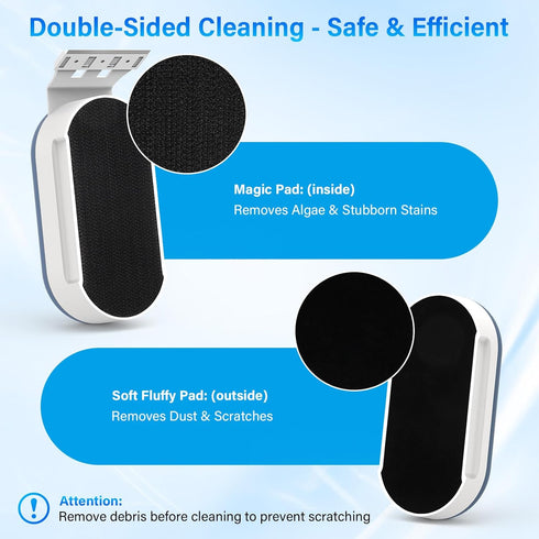 2 0.2-0.7 Inch fishkeeper Magnetic Aquarium Glass Cleaner, Fish Tank Algae Scraper Cleaner Tools with Detachable Blades