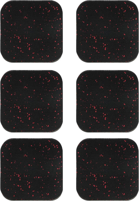 PATIKIL Treadmill Mat, 6 Pcs Exercise Equipment Mat for Noise Reduction, Anti Vibration Rubber Mats for Bike, Black/Red