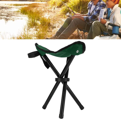 equlup 600D Camp Chair, Oxford Fabric Tripod Seat Folding Tripod Stool Anti Slip Camping Stool Portable Carrying Bag