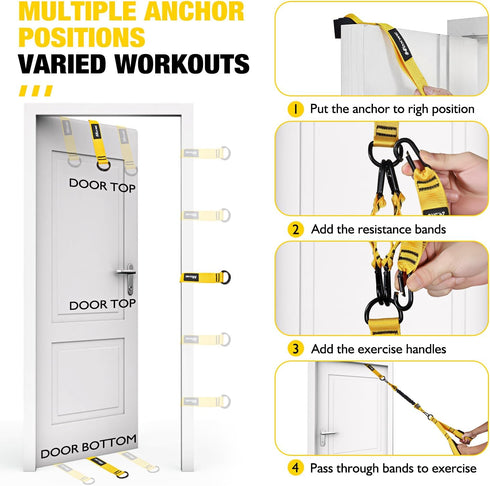 Home Gym Equipment Resistance Bands with Handles, Door Anchor, Tricep Rope Cable Attachment